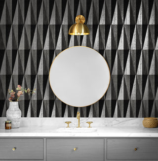 HG11500 geometric peel and stick wallpaper bathroom from Harry & Grace