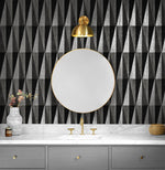 HG11500 geometric peel and stick wallpaper bathroom from Harry & Grace