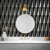 HG11500 geometric peel and stick wallpaper bathroom from Harry & Grace