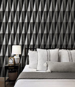 HG11500 geometric peel and stick wallpaper bedroom from Harry & Grace