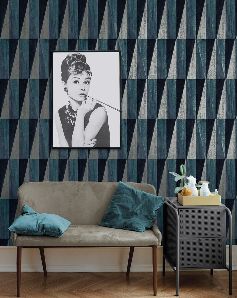 HG11502 geometric peel and stick wallpaper living room from Harry & Grace