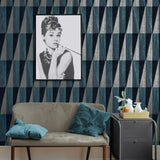 HG11502 geometric peel and stick wallpaper living room from Harry & Grace