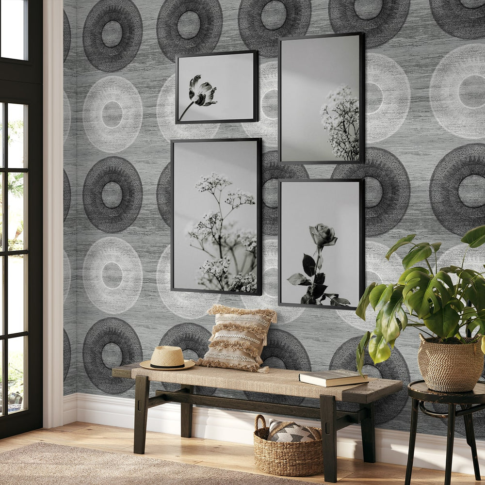HG11600 geometric peel and stick wallpaper entryway from Harry & Grace