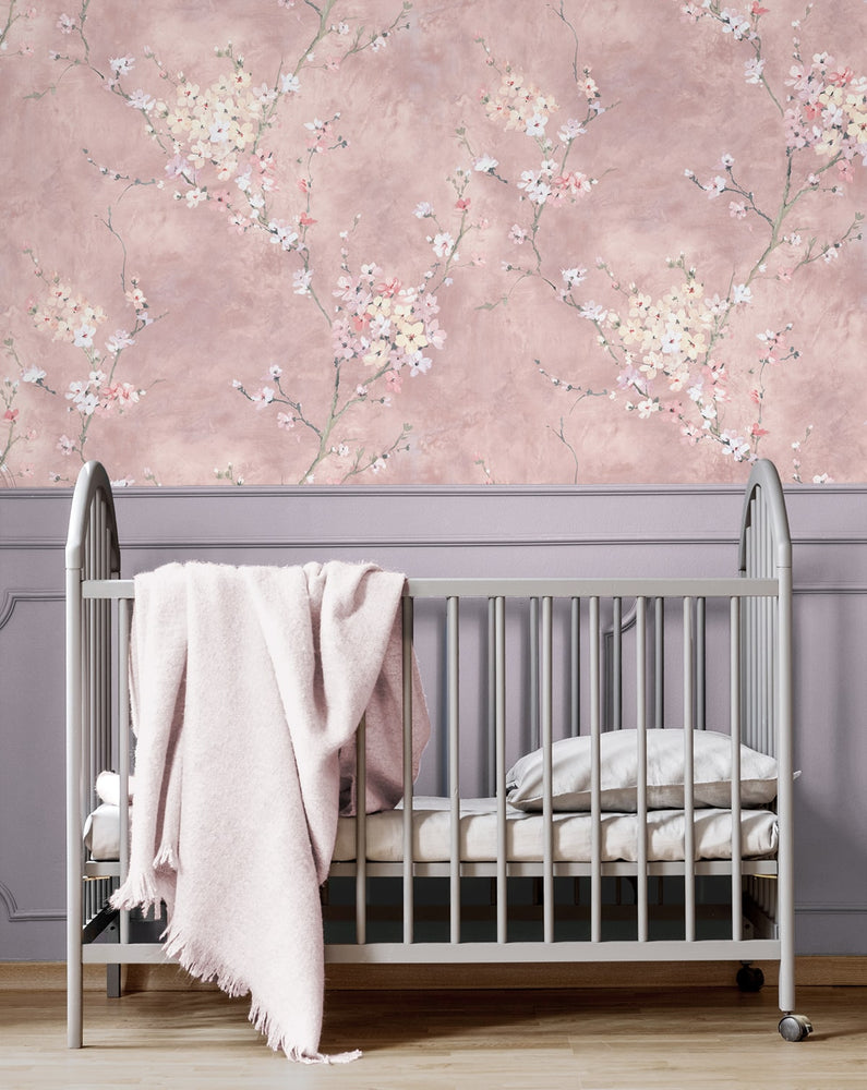 HG11801 floral peel and stick wallpaper nursery from Harry & Grace
