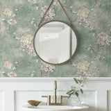 HG11804 floral peel and stick wallpaper bathroom from Harry & Grace