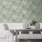 HG11804 floral peel and stick wallpaper dining room from Harry & Grace