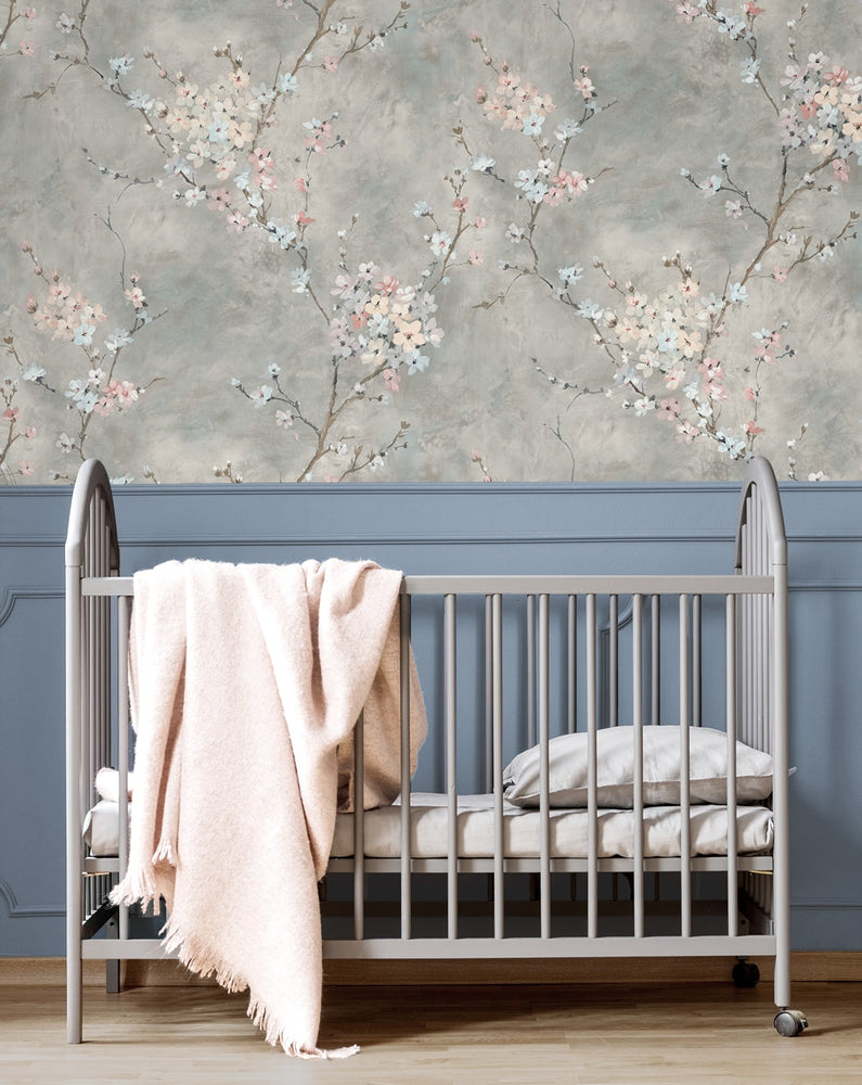 HG11808 floral peel and stick wallpaper nursery from Harry & Grace