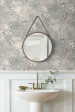 HG11808 floral peel and stick wallpaper bathroom from Harry & Grace
