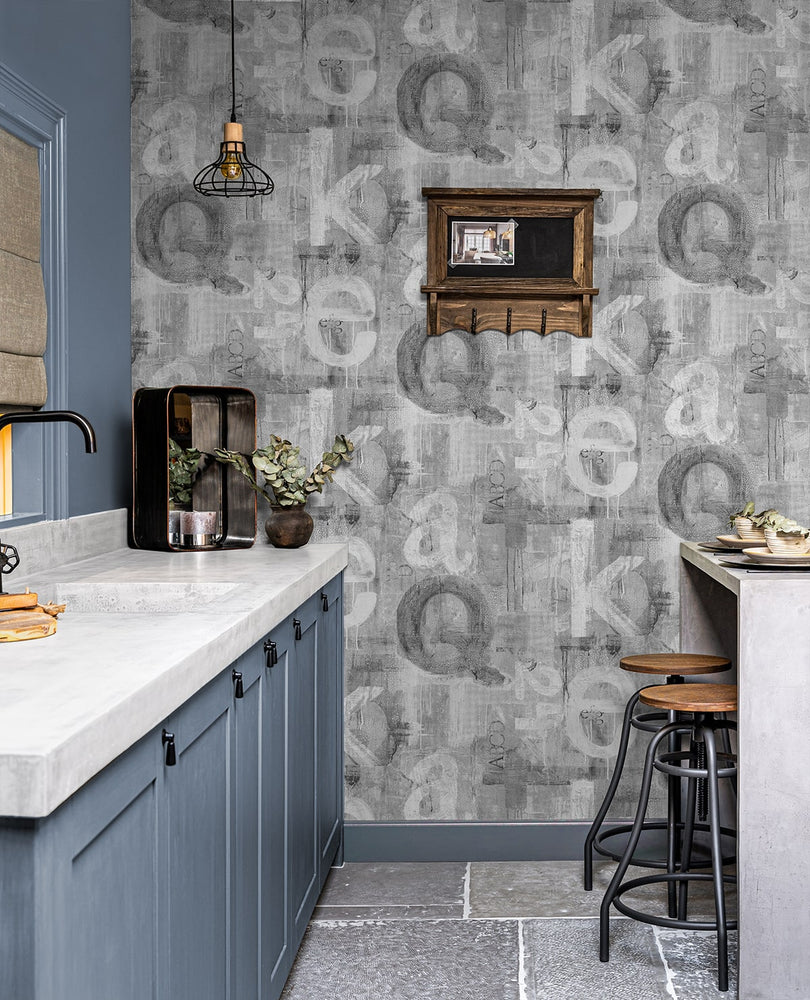 HG12008 graffiti peel and stick wallpaper kitchen from Harry & Grace