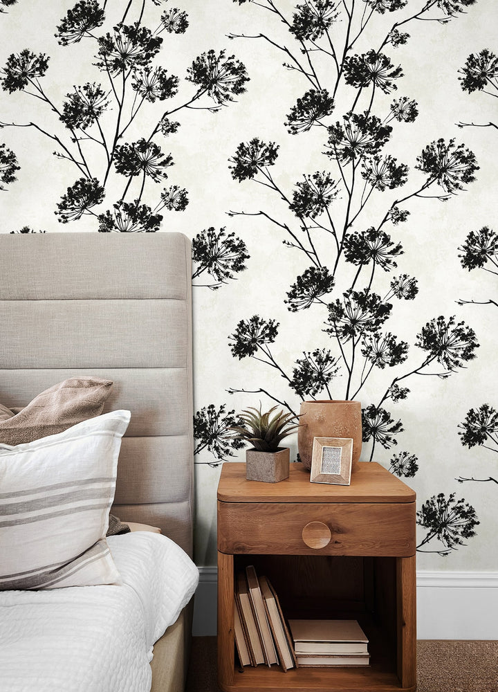 HG12100 floral peel and stick wallpaper bedroom from Harry & Grace