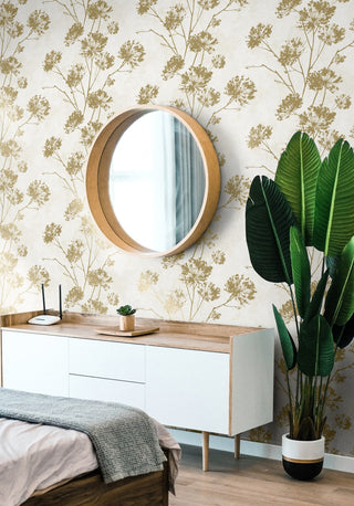 HG12105 floral peel and stick wallpaper bedroom from Harry & Grace