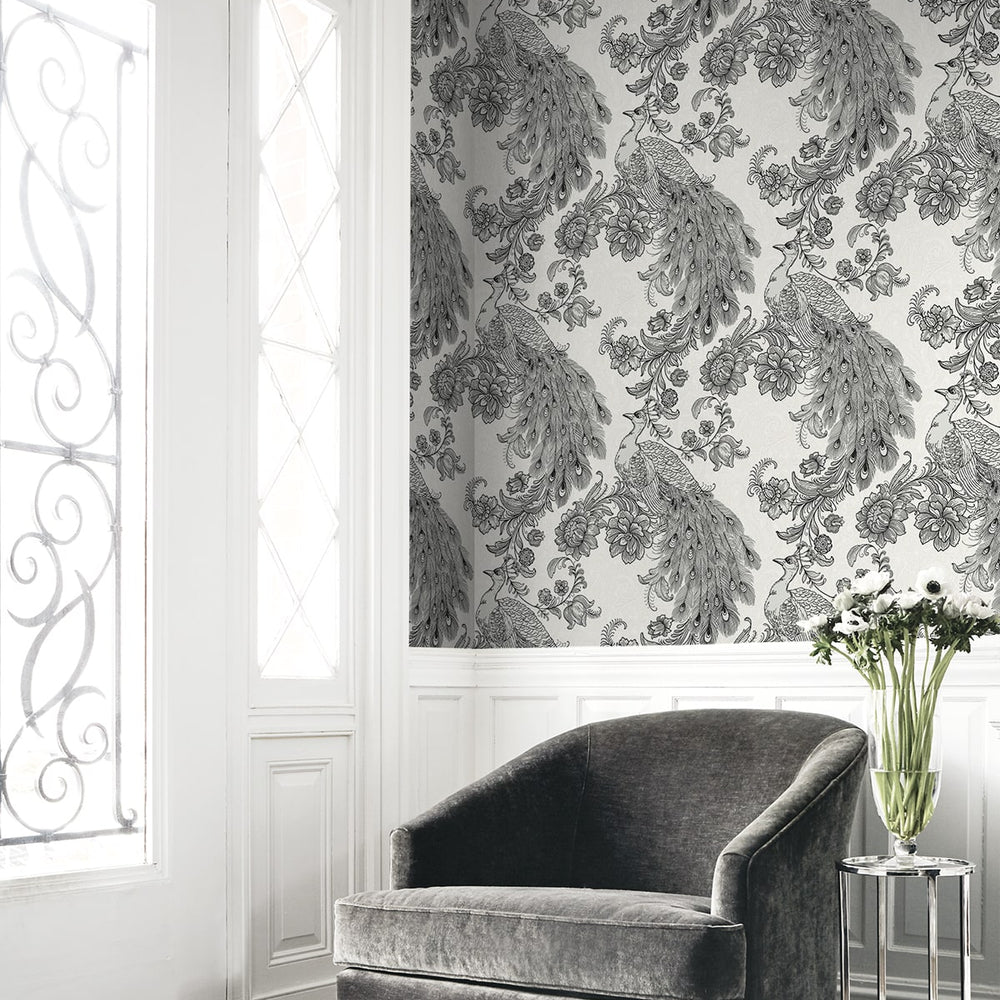 
                  
                    HG12200 peacock peel and stick wallpaper entryway from Harry & Grace
                  
                