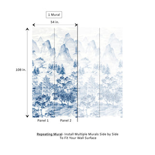 HG12502M scenic mountain peel and stick wall mural diagram from Harry & Grace