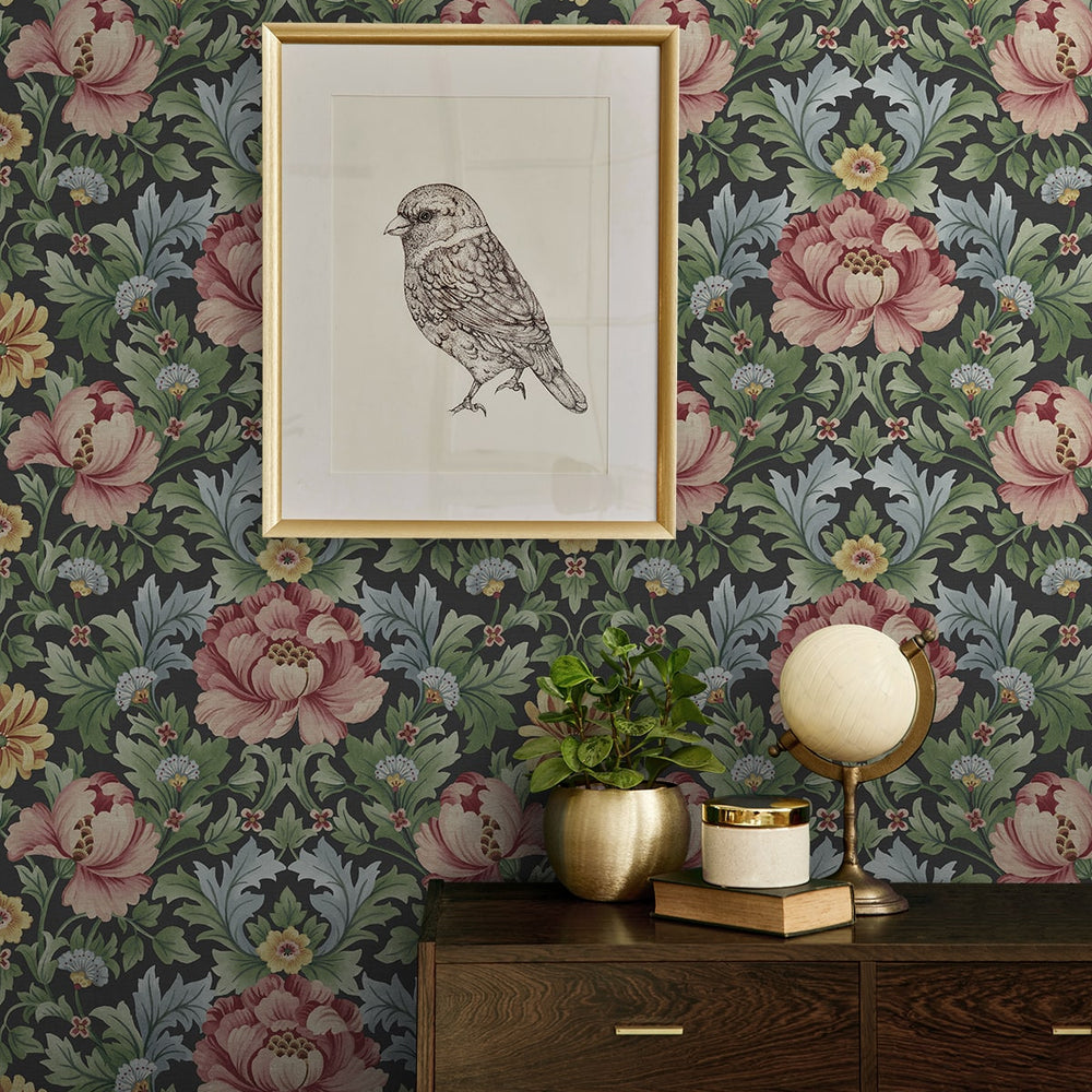 
                  
                    HG12601 vintage floral peel and stick wallpaper accent from Harry & Grace
                  
                