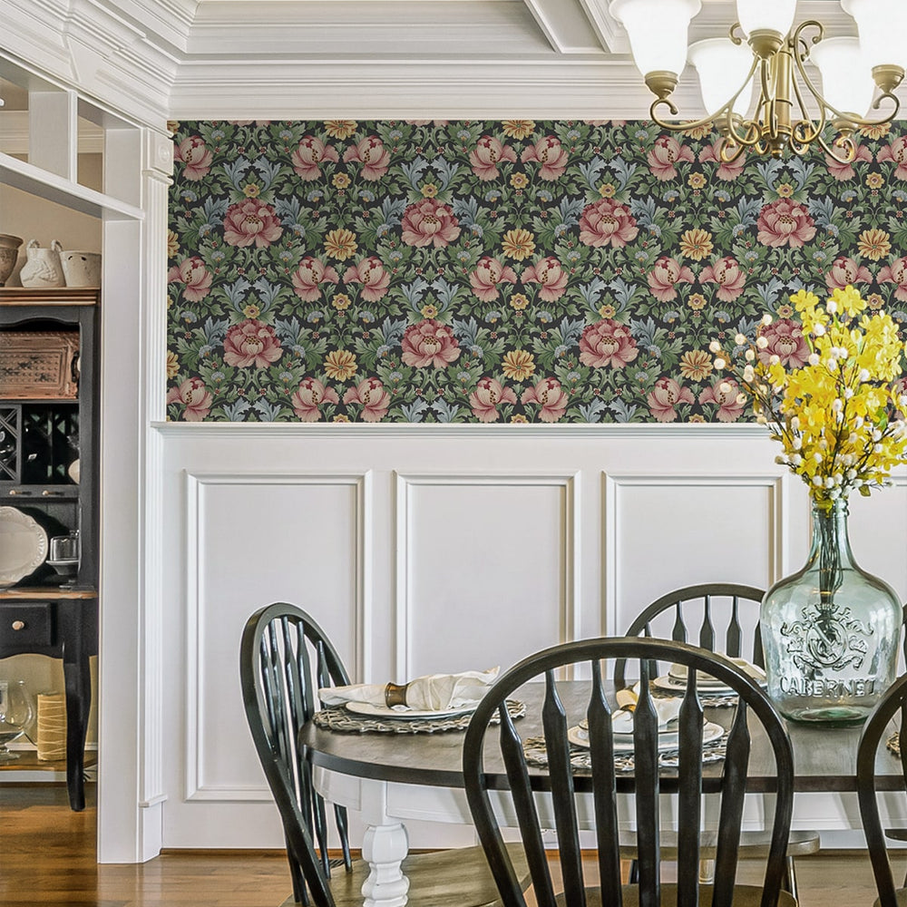 
                  
                    HG12601 vintage floral peel and stick wallpaper dining room from Harry & Grace
                  
                