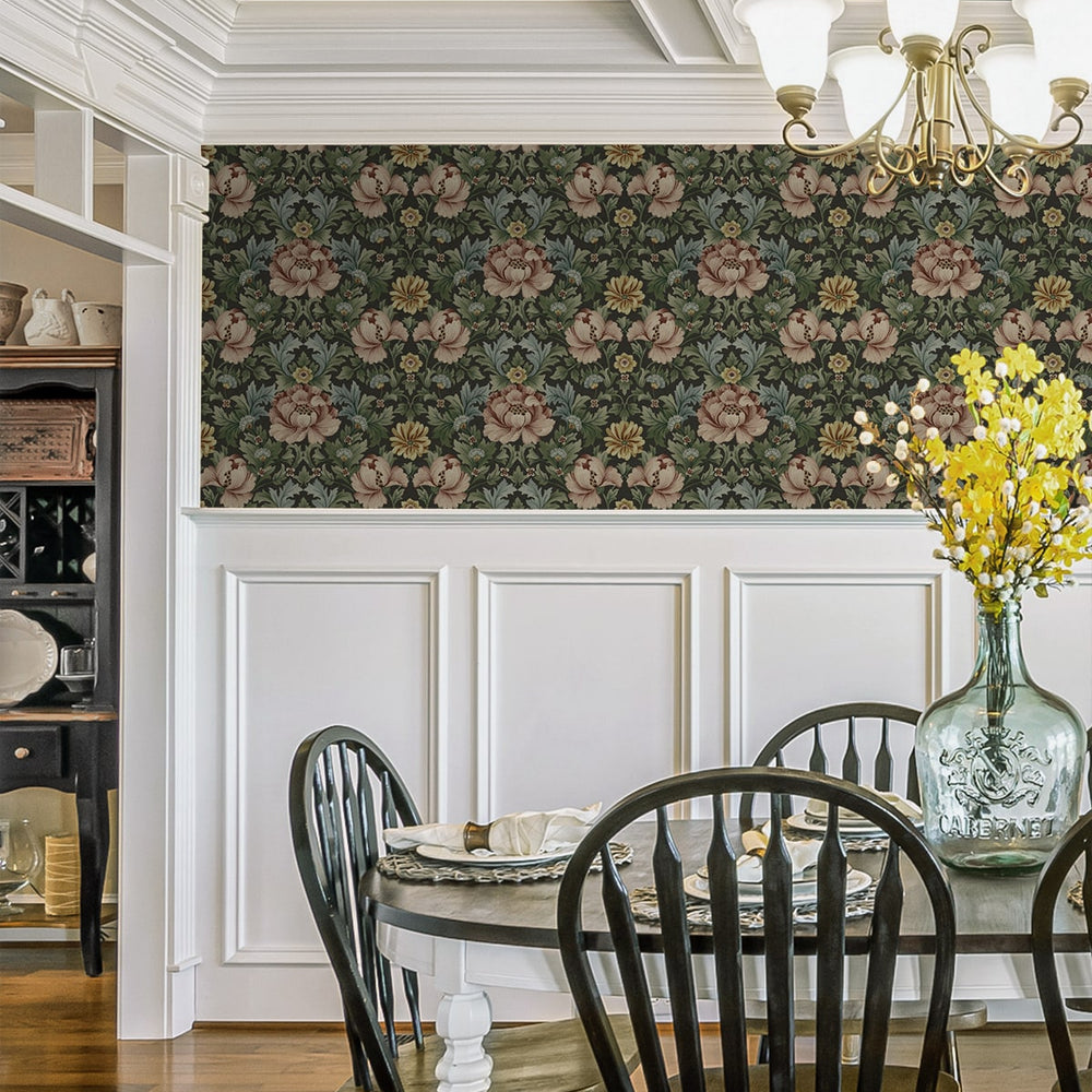 
                  
                    HG12606 vintage floral peel and stick wallpaper dining room from Harry & Grace
                  
                