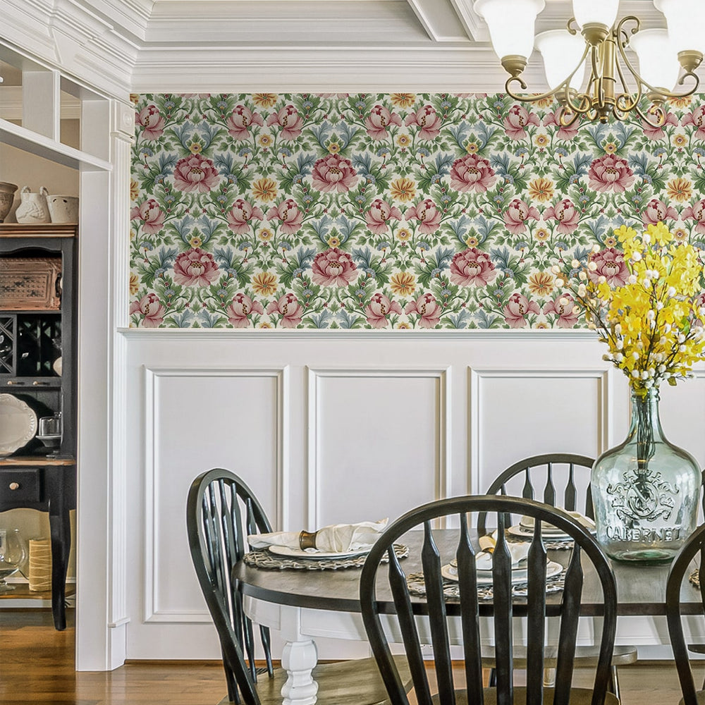 
                  
                    HG12611 vintage floral peel and stick wallpaper dining room from Harry & Grace
                  
                