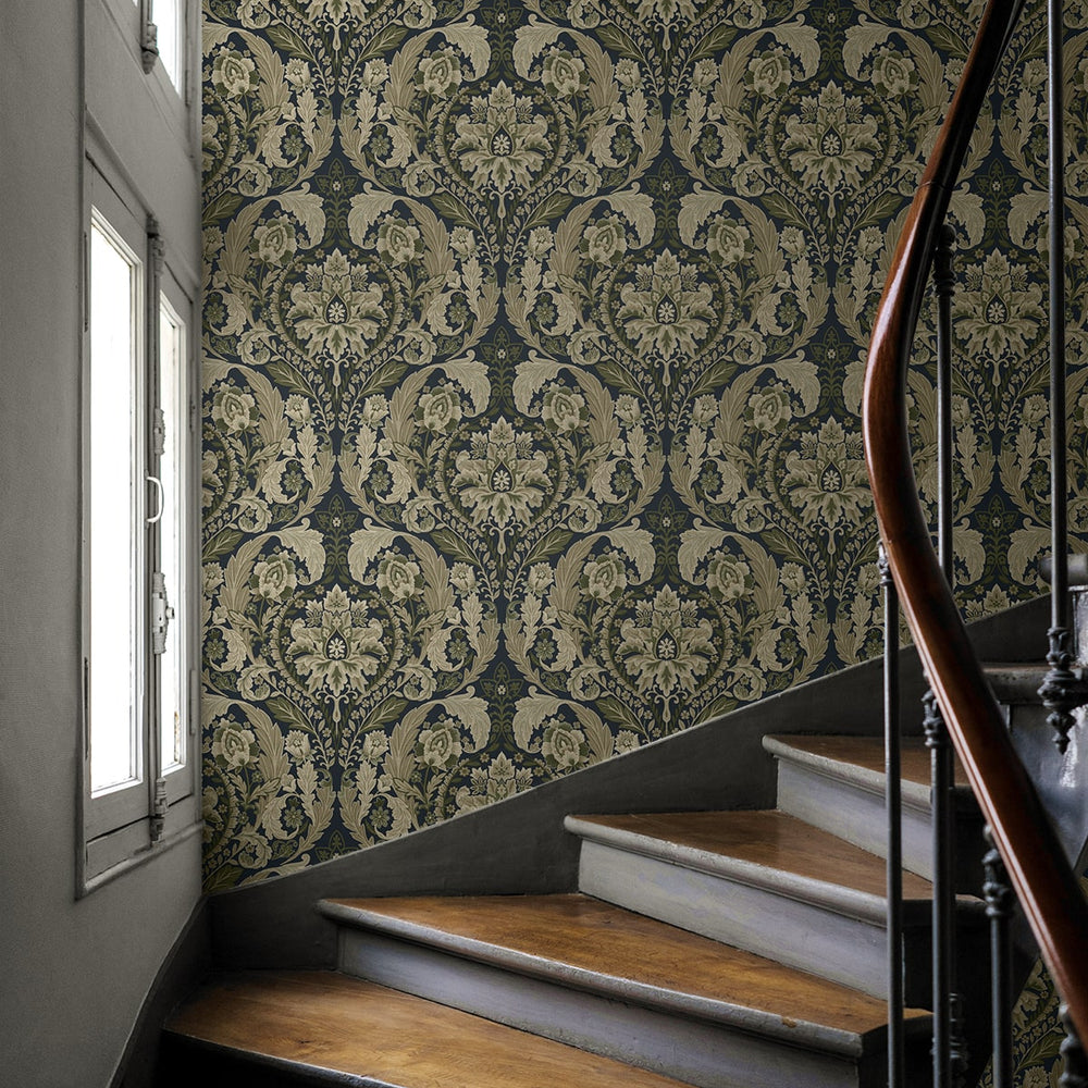 
                  
                    HG12902 vintage damask peel and stick wallpaper staircase from Harry & Grace
                  
                