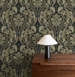HG12902 vintage damask peel and stick wallpaper decor from Harry & Grace