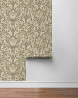 HG12905 vintage damask peel and stick neutral wallpaper from Harry & Grace