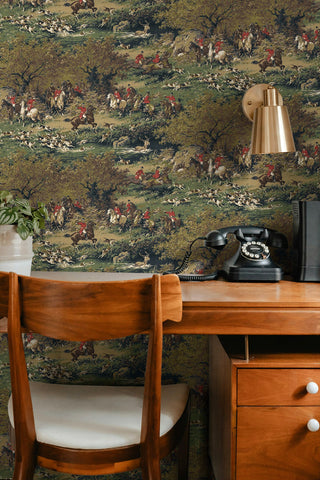 HG13002 hunt scene peel and stick wallpaper office from Harry & Grace
