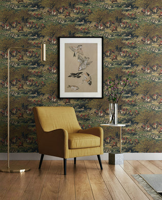 HG13002 hunt scene peel and stick wallpaper seating area from Harry & Grace