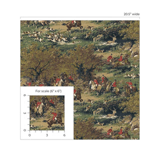 HG13002 hunt scene peel and stick wallpaper scale from Harry & Grace