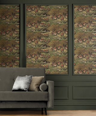 HG13005 hunt scene peel and stick wallpaper wainscoting from Harry & Grace