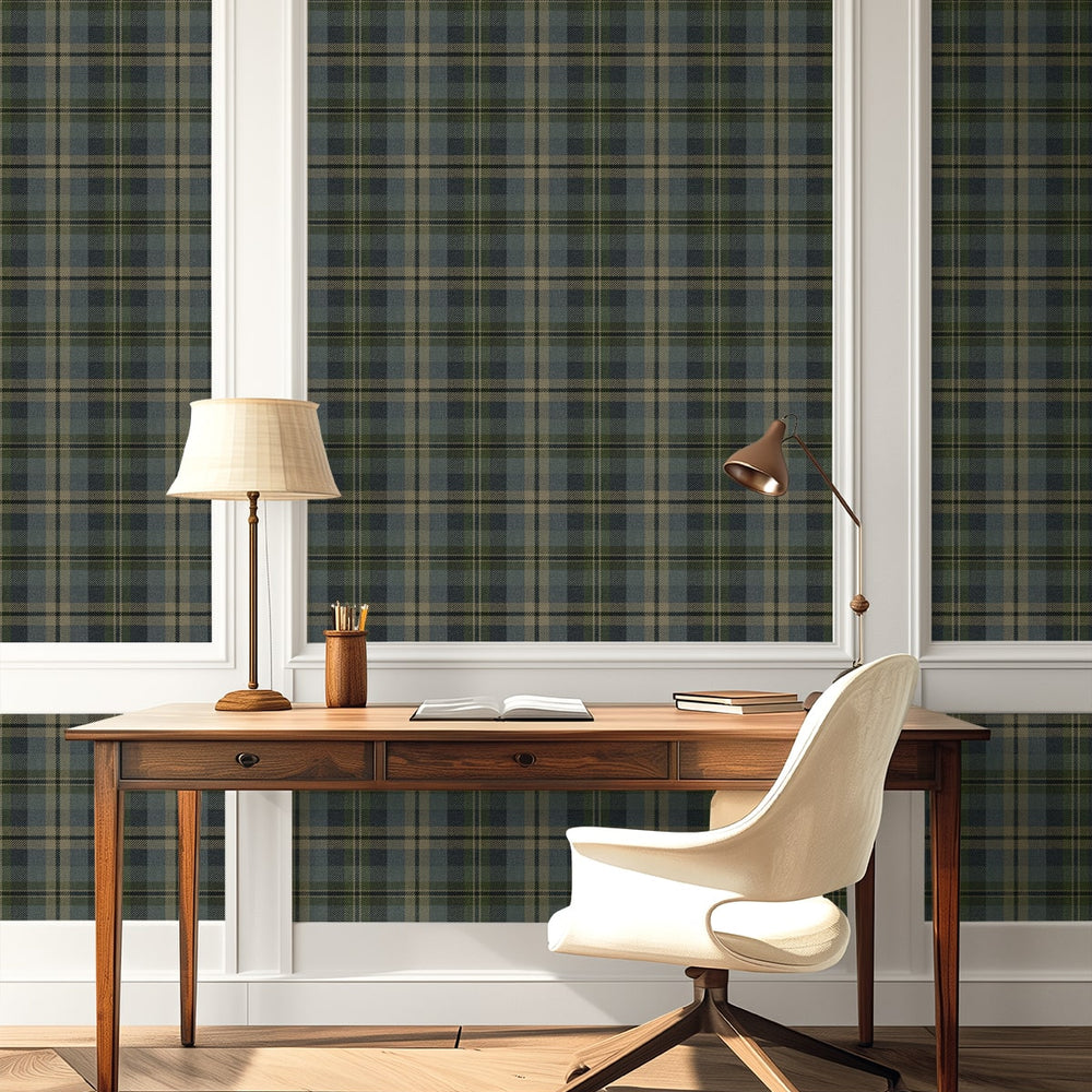 Plaid peel and stick wallpaper office HG13102 Harry & Grace