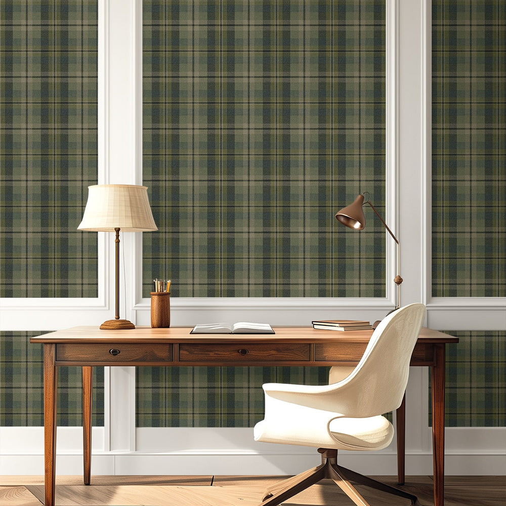 
                  
                    Green plaid peel and stick wallpaper office HG13104 Harry & Grace
                  
                