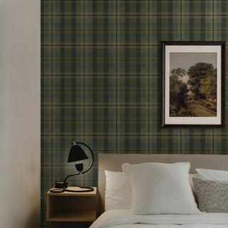 Plaid peel and stick wallpaper guest room HG13104 Harry & Grace