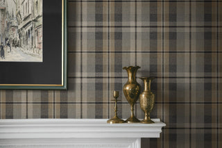Neutral plaid peel and stick wallpaper antique HG13107 Harry & Grace