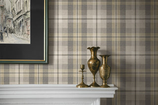 Grey plaid peel and stick wallpaper wood HG13108 Harry & Grace