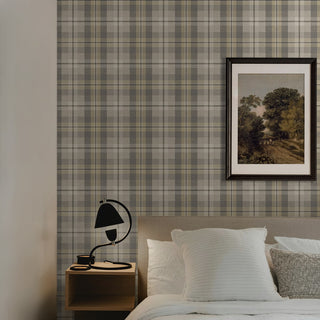 Grey plaid peel and stick wallpaper side table HG13108 Harry & Grace