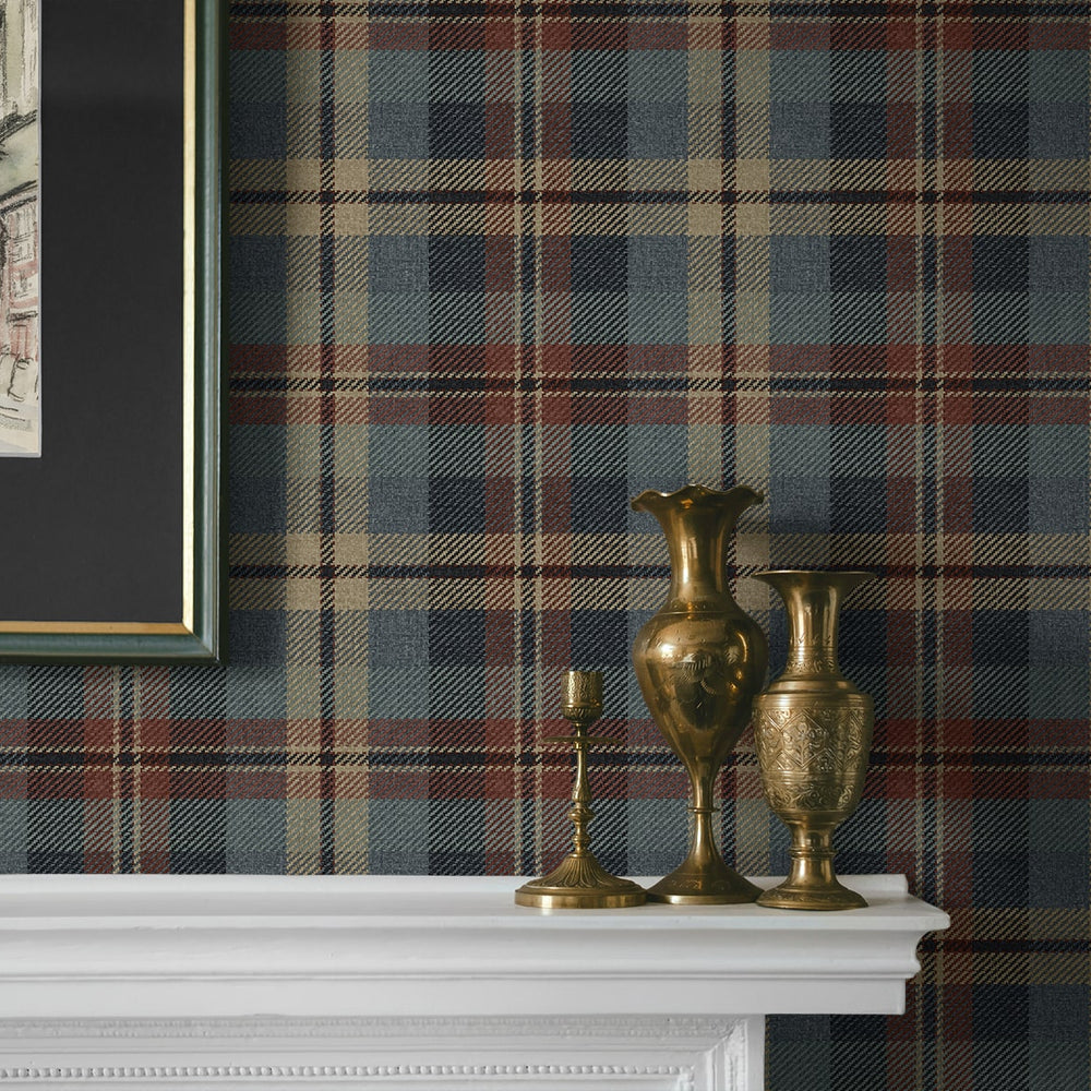 
                  
                    Americana plaid peel and stick wallpaper fireplace HG13111 Harry & Grace
                  
                