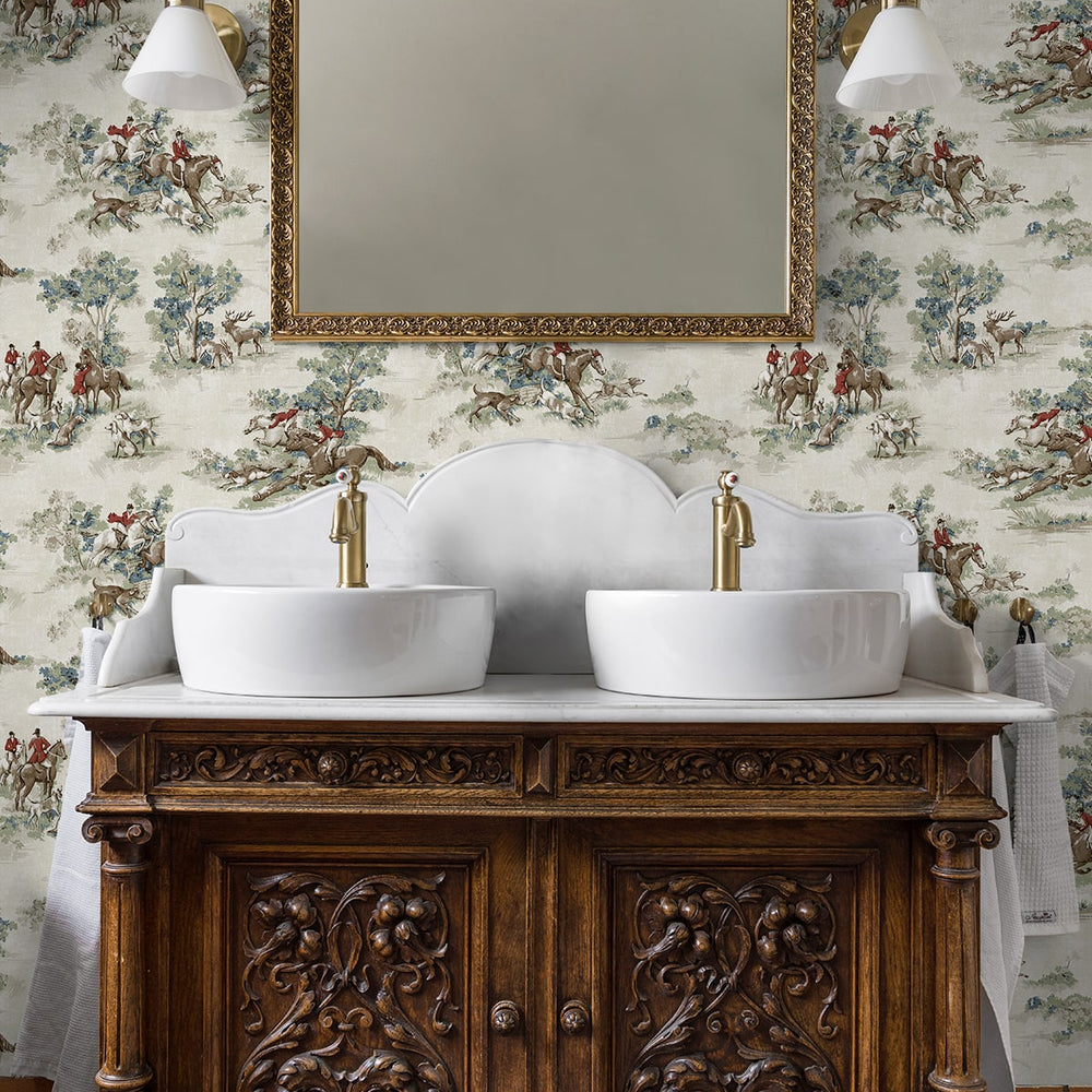 
                  
                    HG13802 horse race toile peel and stick wallpaper bathroom from Harry & Grace
                  
                