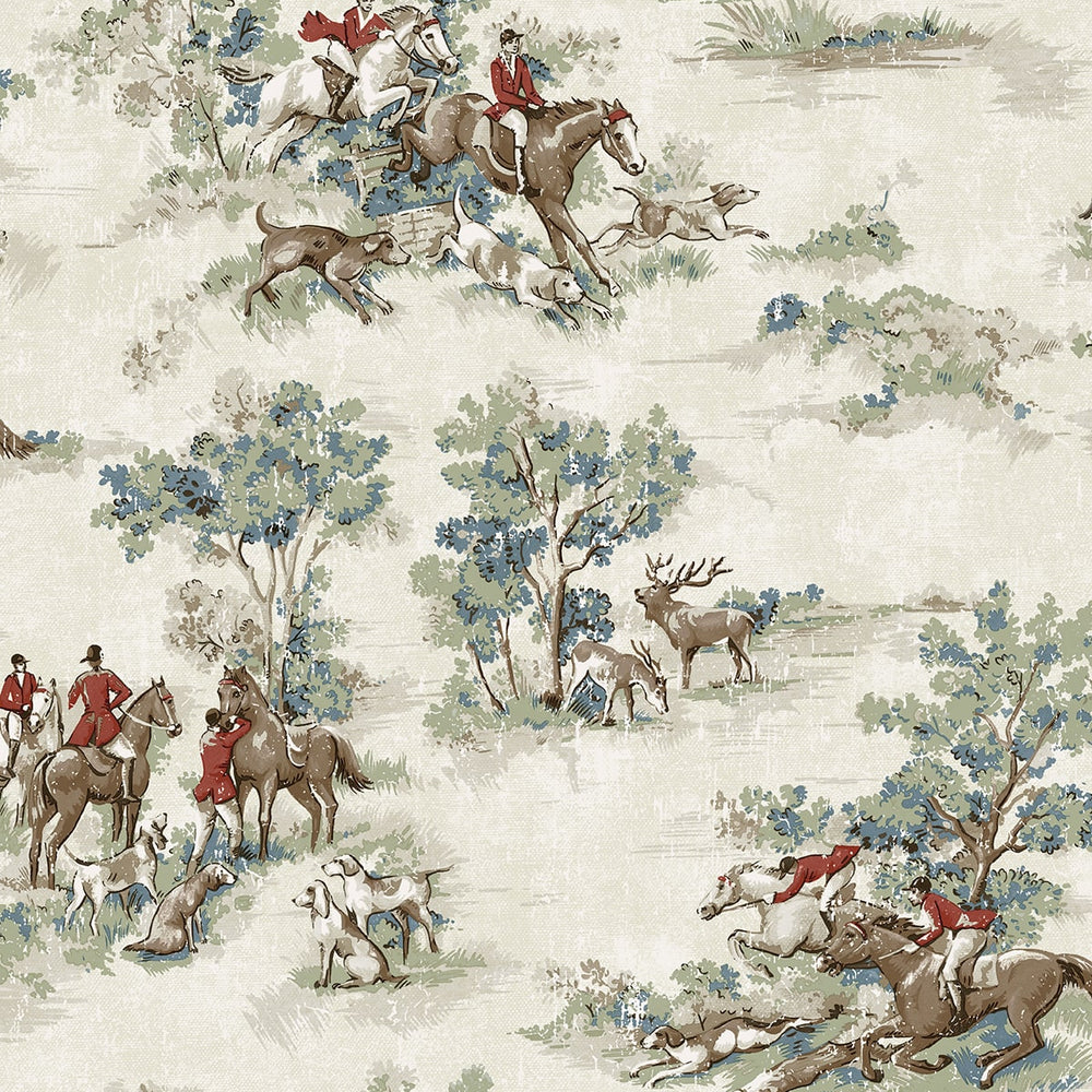 HG13802 horse race toile peel and stick wallpaper from Harry & Grace