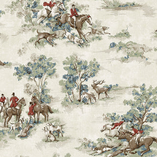 HG13802 horse race toile peel and stick wallpaper from Harry & Grace