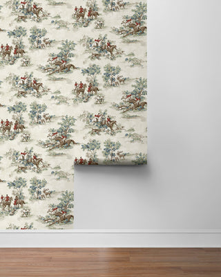 HG13802 horse race toile peel and stick wallpaper roll from Harry & Grace