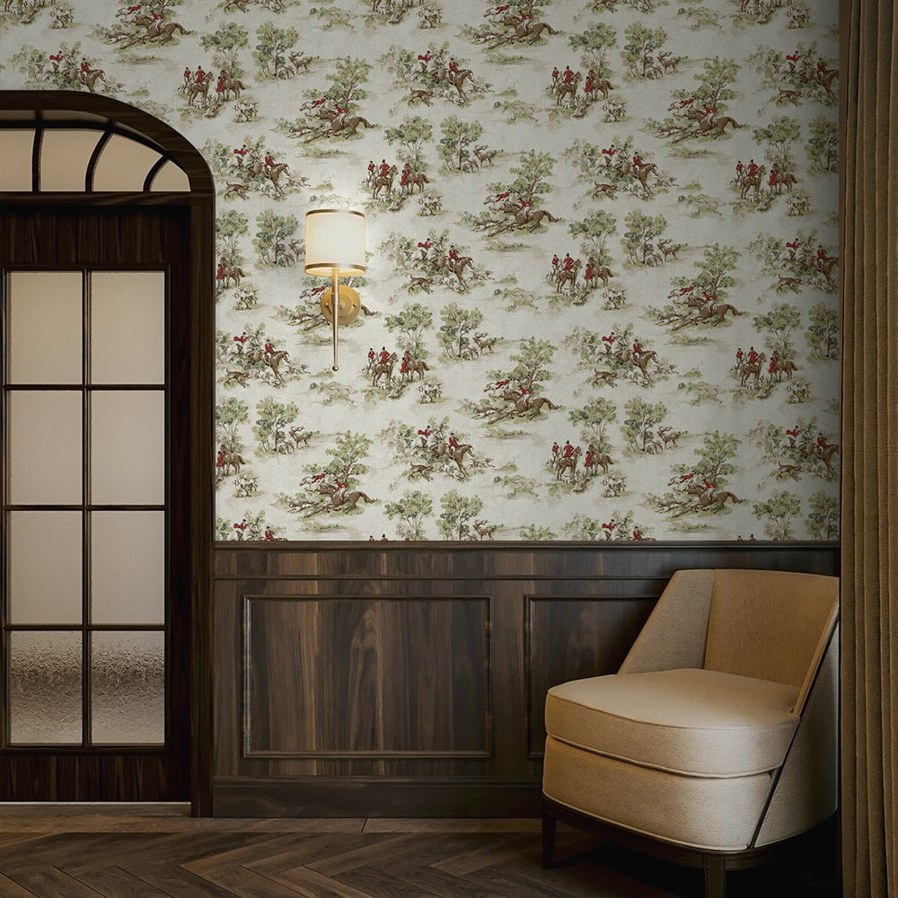 
                  
                    HG13804 horse race toile peel and stick wallpaper dining room from Harry & Grace
                  
                