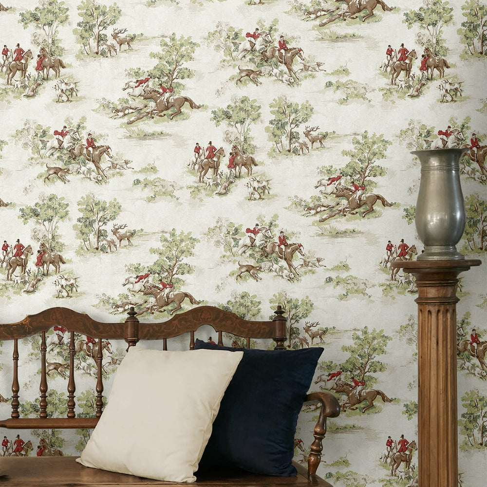
                  
                    HG13804 horse race toile peel and stick wallpaper entryway from Harry & Grace
                  
                