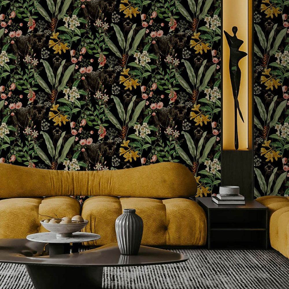 HG13900 Panther jungle tropical peel and stick wallpaper living room from Harry & Grace