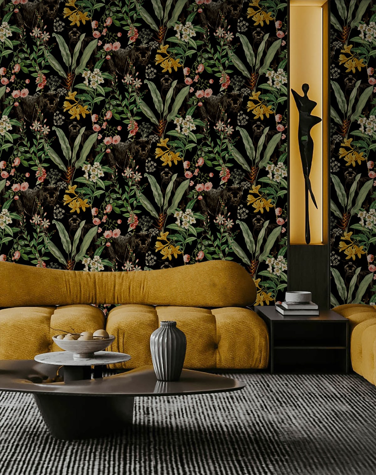 HG13900 Panther jungle tropical peel and stick wallpaper living room from Harry & Grace