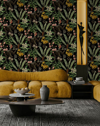 HG13900 Panther jungle tropical peel and stick wallpaper living room from Harry & Grace