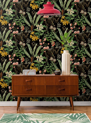 HG13900 Panther jungle tropical peel and stick wallpaper entryway from Harry & Grace