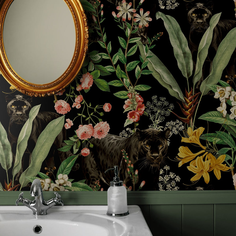 
                  
                    HG13900 Panther jungle tropical peel and stick wallpaper powder room from Harry & Grace
                  
                