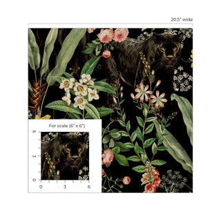 HG13900 Panther jungle tropical peel and stick wallpaper scale from Harry & Grace