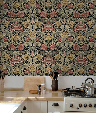 HG14000 acanthus floral vintage peel and stick wallpaper kitchen from Harry & Grace
