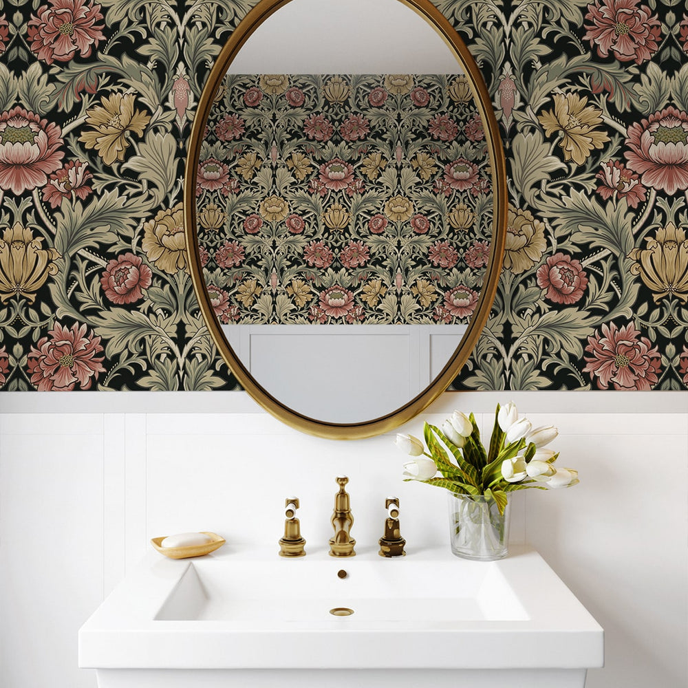 
                  
                    HG14000 acanthus floral vintage peel and stick wallpaper bathroom from Harry & Grace
                  
                