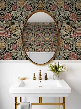 HG14000 acanthus floral vintage peel and stick wallpaper bathroom from Harry & Grace